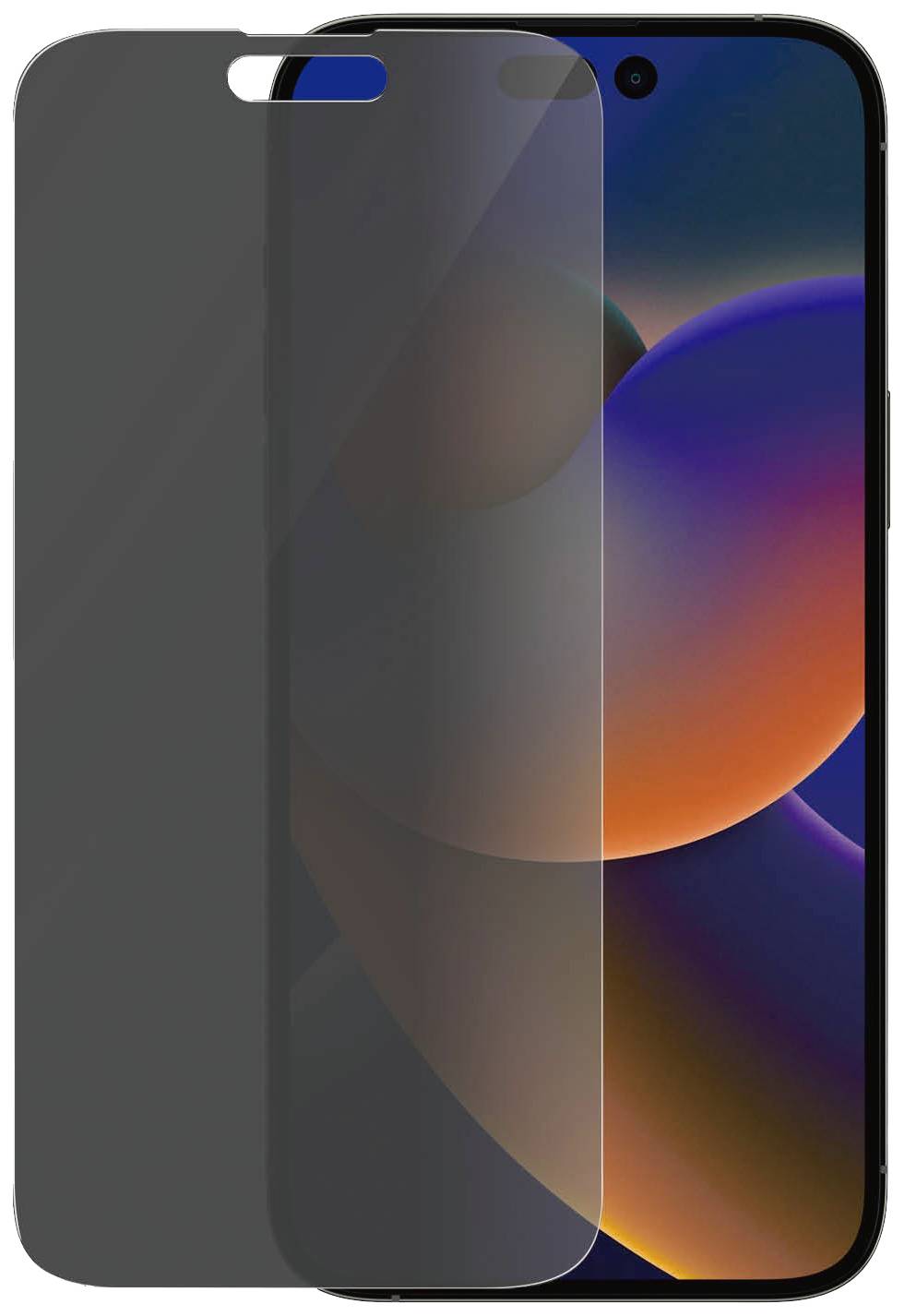 Ein Smartphone mit angezeigtem Display und darauf platziertem, lichtundurchlässigem Displayschutz.