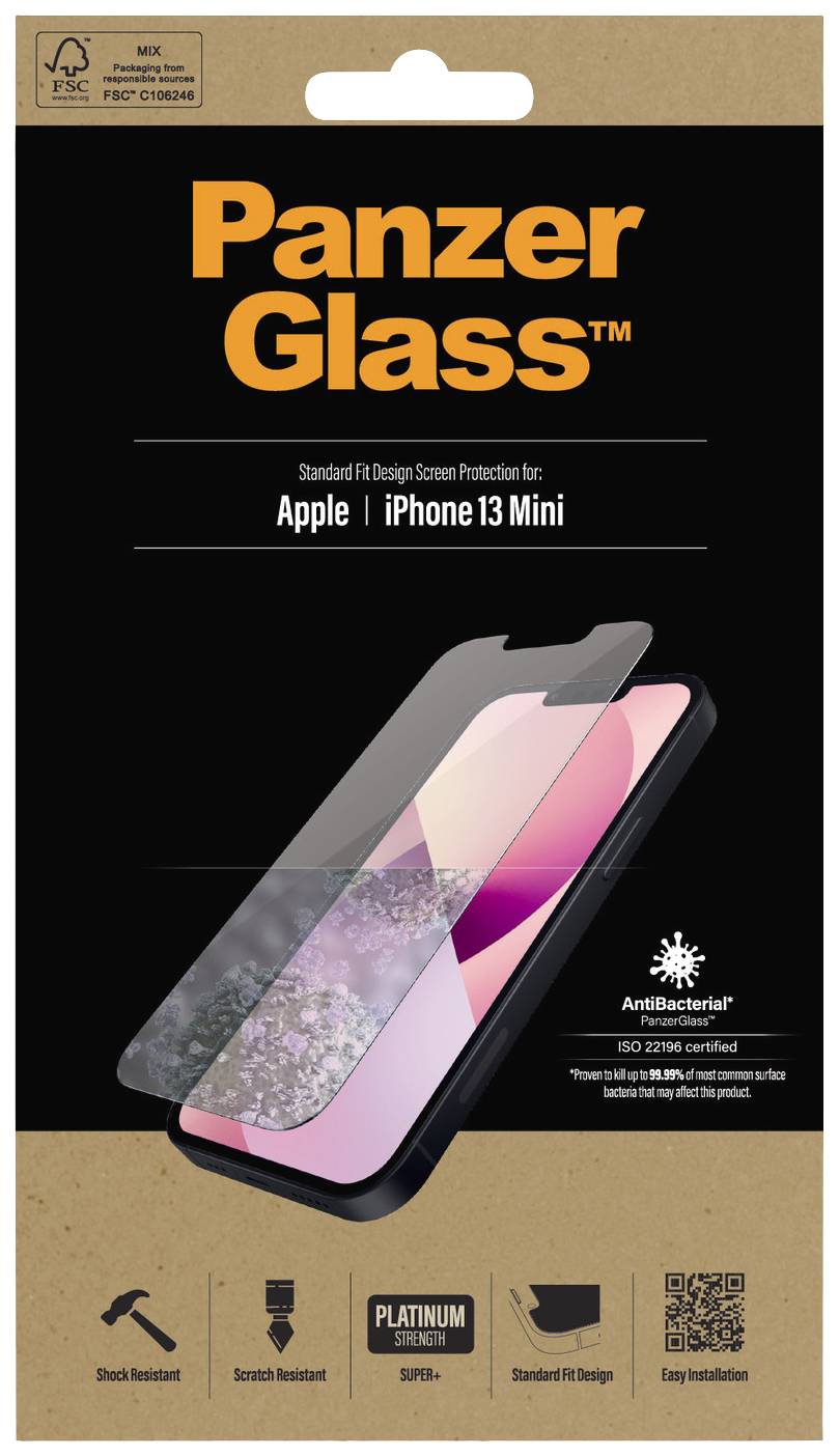 PanzerGlass 2741 Displayschutzglas Apple iPhone 13 mini 1 St. Anti-Fingerprint, antibakteriell 2741