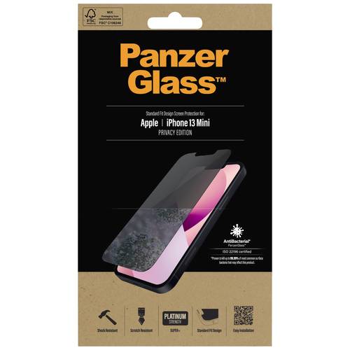 PanzerGlass Privacy Displayschutzglas mit Blickschutz Apple iPhone 13 mini 1 St. Anti-Fingerprint, antibakteriell P2741