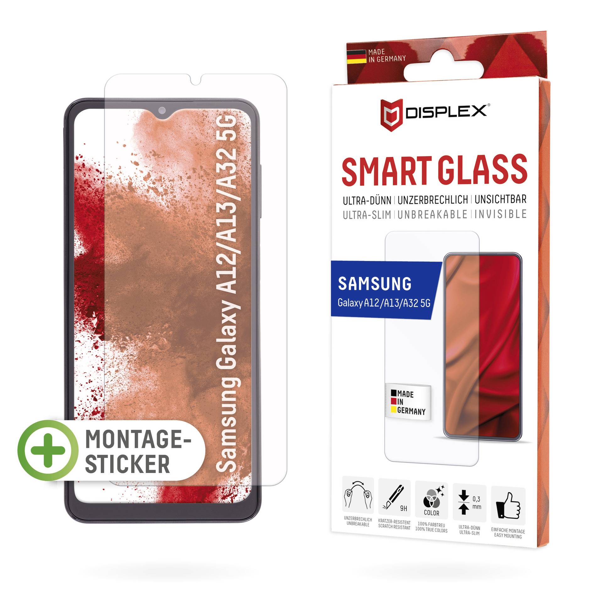 E.V.I. GMBH DISPLEX \"Smart Glass\" Displayschutzglas Galaxy A12 5G, Galaxy A13 5G, Galaxy A32 5G 1 St