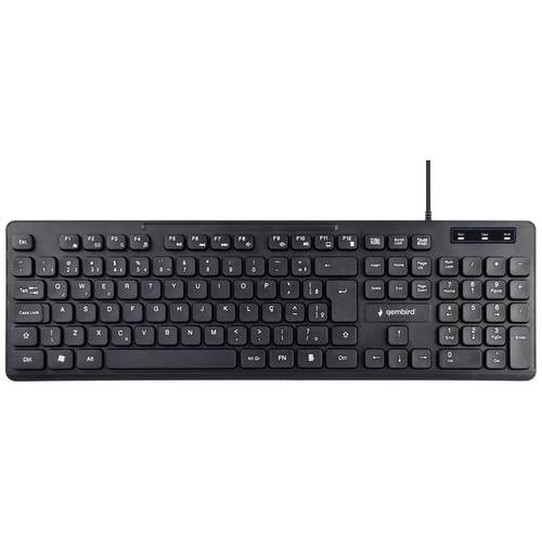 Gembird USB Tastatur Deutsch, QWERTZ Schwarz Multimediatasten, Geräuscharme Tasten