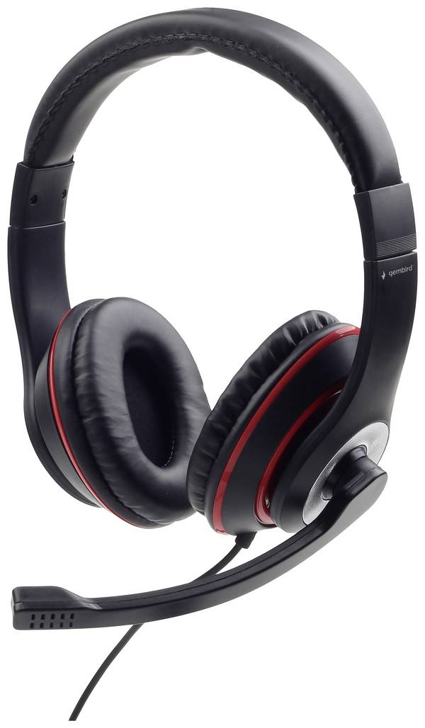 Gembird CaratteristicheCuffia stereo con braccio microfono mobilePratica unitÃƒÂ  di con  Over Ear Headset kabelgebunden Stereo Schwarz, Rot  Lautstärkeregelung, Headset Gaming