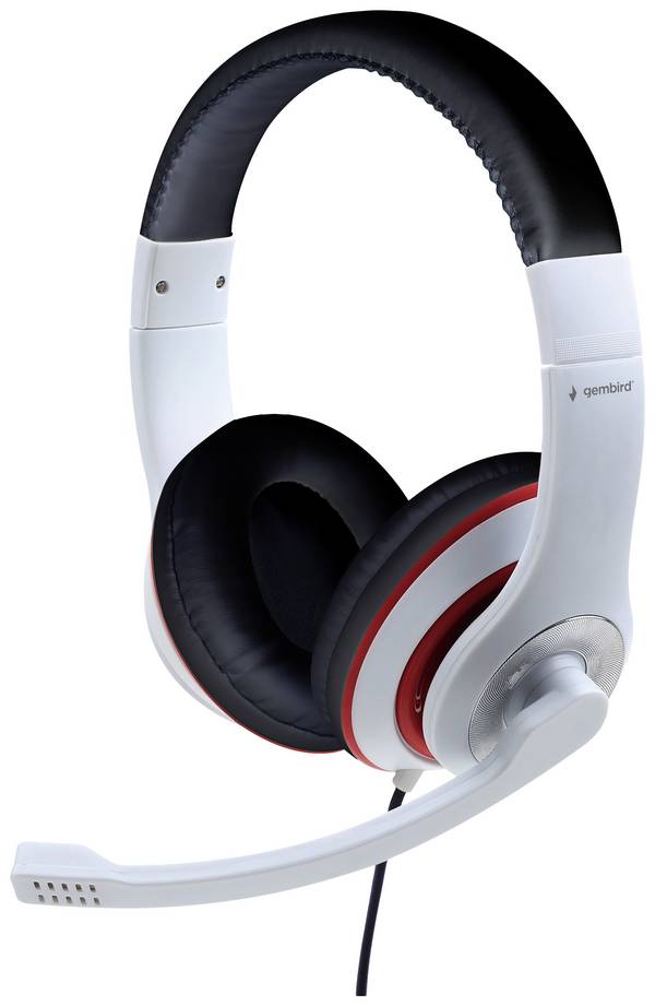 Gembird   Over Ear Headset kabelgebunden Stereo Weiß, Schwarz, Rot  Lautstärkeregelung, Headset Handy