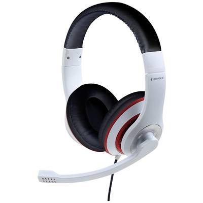 Gembird   Over Ear Headset kabelgebunden  Weiß, Schwarz, Rot  Lautstärkeregelung, Headset
