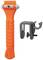 Ein orangefarbener Nothammer mit Halterung, verwendet in Fahrzeugen für Notfälle zum Zerschlagen von Fenstern und Durchtrennen von Sicherheitsgurten.