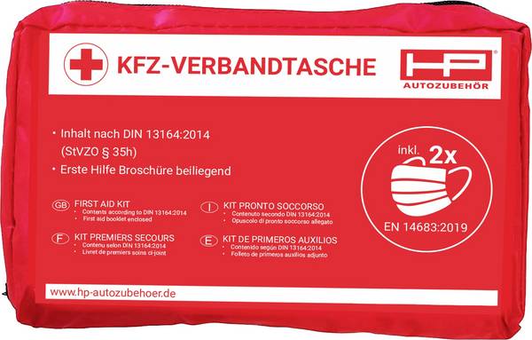HP Autozubehör 10049 Verbandtasche Pkw, Bus, Freizeit, Landwirtschaft, Lkw, Motorrad, Baumaschinen, Quad, SUV, Van, Wohnmobile (L x B x H) 24 x 7 x 14 cm DIN 13164 02-2022 1 St.