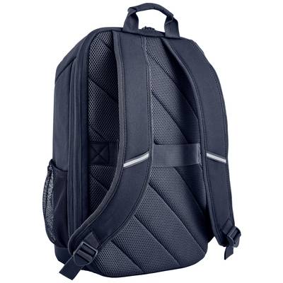 'Schwarzer Rucksack mit gepolsterten Trägern und Netzseitentasche, Rückansicht. Ideal für Reisen und Outdoor-Aktivitäten.'