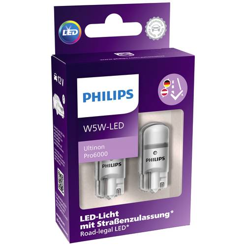 Philips Automotive 11961HU60X2 LED Leuchtmittel Ultinon Pro6000 W5W 12 V