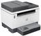 Ein weißer und grauer Laserdrucker mit Scanner-Funktion und einem Bedienfeld vorne.