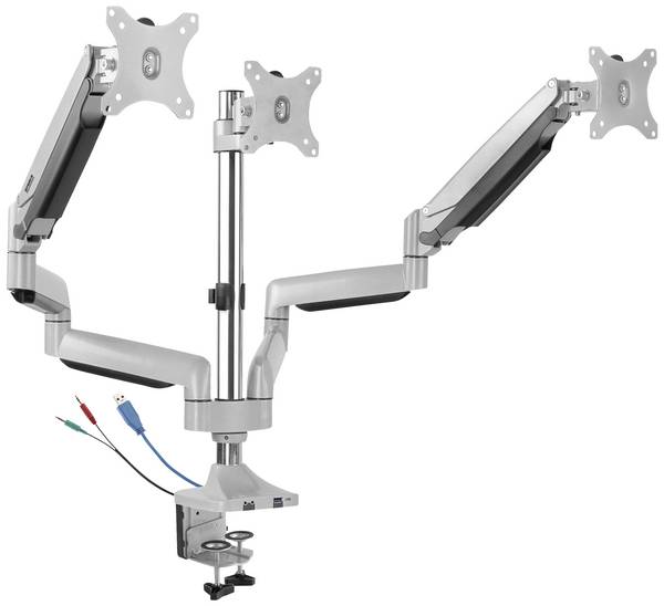 SpeaKa Professional SP-MM-940 Monitorhalterung 3 Display(s) 33,0 cm (13") - 81,3 cm (32") Silber Schwenkbar, Neigbar, Höhenverstellbar, Rotierbar