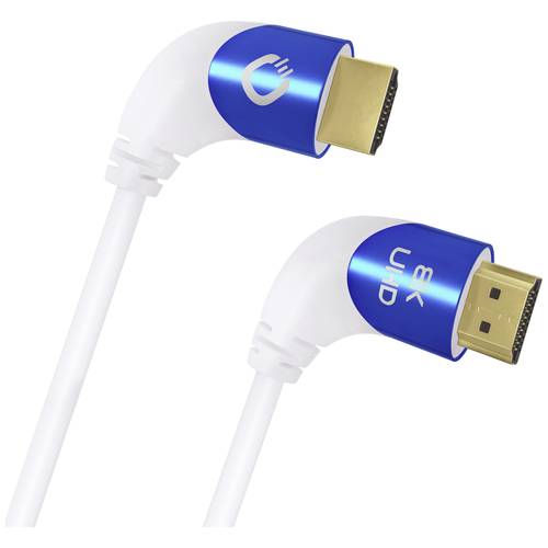 Oehlbach HDMI Anschlusskabel HDMI-A Stecker, HDMI-A Stecker 1.50 m Weiß D1C42546 8K UHD, 90° nach links gewinkelt, dreif...