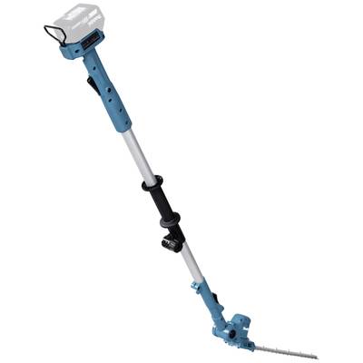 Teleskop-Heckenschere mit blauem Griff und verstellbarem Kopf. Ideal für das Schneiden von hohen Hecken und schwer zugänglichen Stellen.