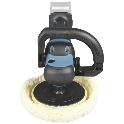 Ein leistungsstarkes, akkubetriebenes Poliergerät mit ergonomischem Griff und weicher Polierscheibe, geeignet für professionelle Oberflächenbearbeitung.