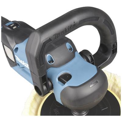Ein elektrisches Poliergerät mit blauer und schwarzer Farbgebung, das für die Bearbeitung von Oberflächen verwendet wird.