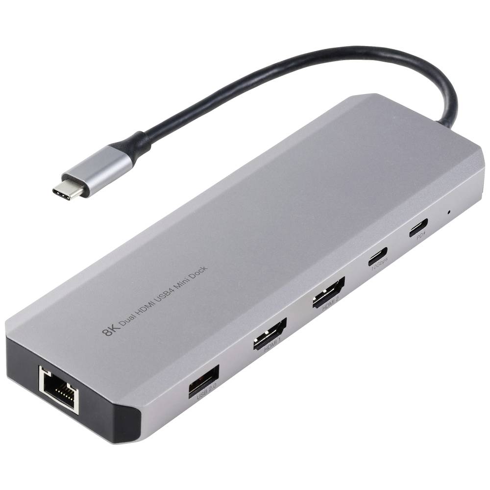 Wavlink WL-UHP4403 USB4 (USB-C) 8K laptop dockingstation Ondersteunt 8K@30 Hz (1x) / 4K@30Hz (2x), USB-C Power Delivery