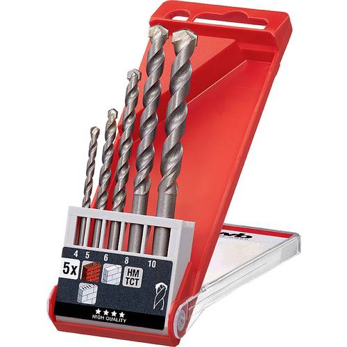 kwb 039500 Vergütungsstahl Stein-Spiralbohrer 5teilig 4 mm, 5 mm, 6 mm, 8 mm, 10 mm Zylinderschaft 5 St.