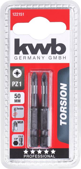 kwb 122151 Sechsrund-Bit PZ 1 Stahl 2 St.