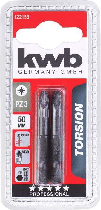 KWB 122153 Sechsrund-Bit PZ 3 Stahl 2 St.