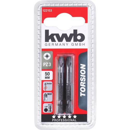 kwb 122153 Sechsrund-Bit PZ 3 Stahl 2 St.