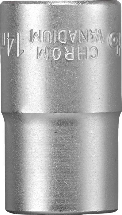 Metallene Stecknuss mit der Prägung '14 mm CHROM VANADIUM'. Geeignet für Schraubwerkzeug.