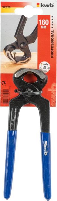 Abgebildet ist eine professionelle Beißzange von kwb mit blauem Griff und 160 mm Länge. Sie ist für den handwerklichen Einsatz geeignet.