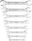 Acht Schraubenschlüssel in verschiedenen Größen von 27 bis 8 mm, aufgereiht von oben nach unten. Standard 'DIN 3110' ist angegeben.