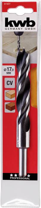 'kwb GERMANY GMBH' Metallbohrer, Durchmesser: 17,0 mm. Geeignet für Holz, Metall und harte Materialien. Verpackung enthält Bild des Bohrers.