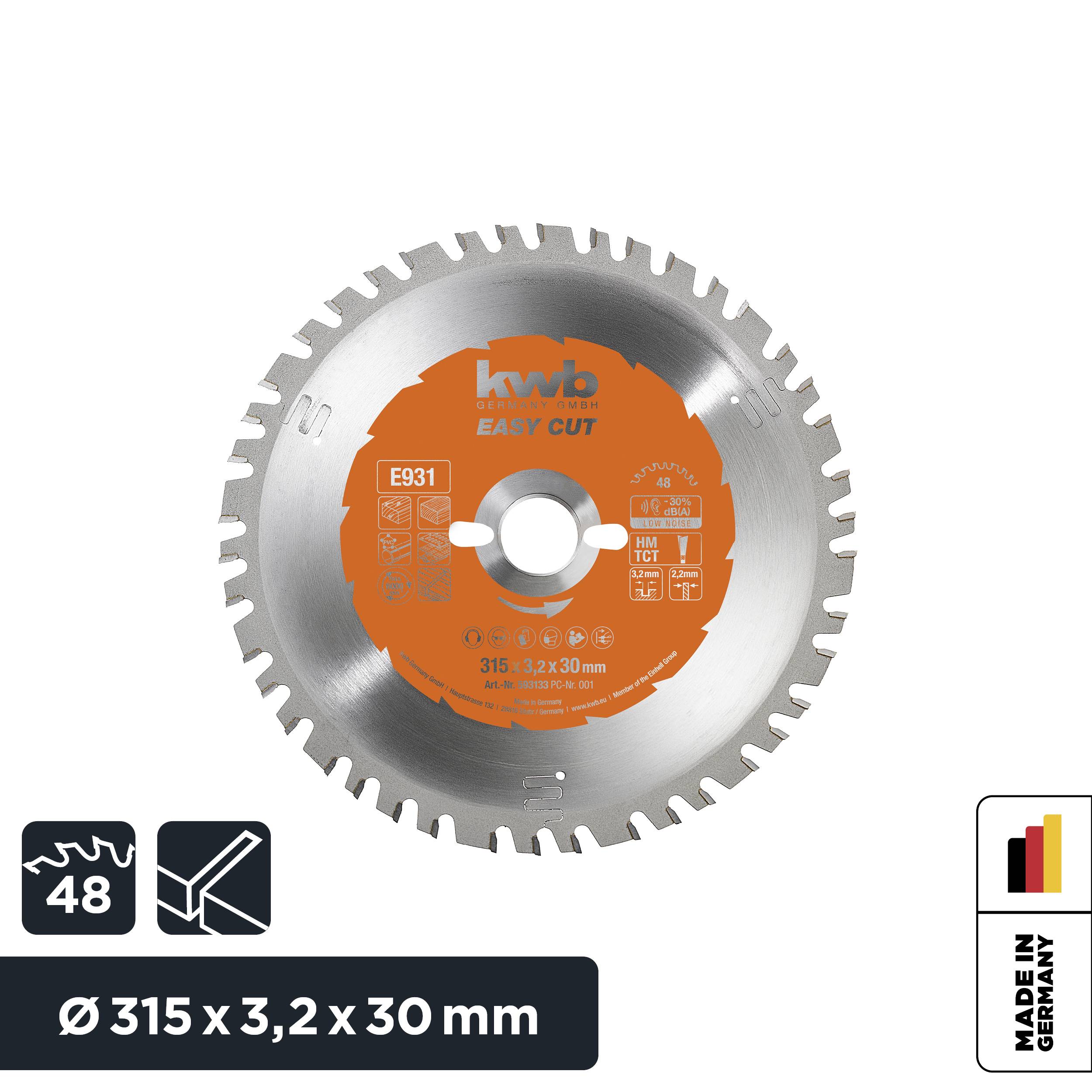 Kreissägeblatt von kwb, Modell 'Easy Cut', Ø 315 mm, 48 Zähne, geeignet für Holzarbeiten. Herkunft: Deutschland.