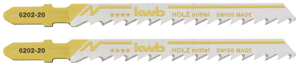 kwb 620220 Stichsägeblätter, Holzbearbeitung, HCS, Einnockenschaft, 2 x mittel 2 St.