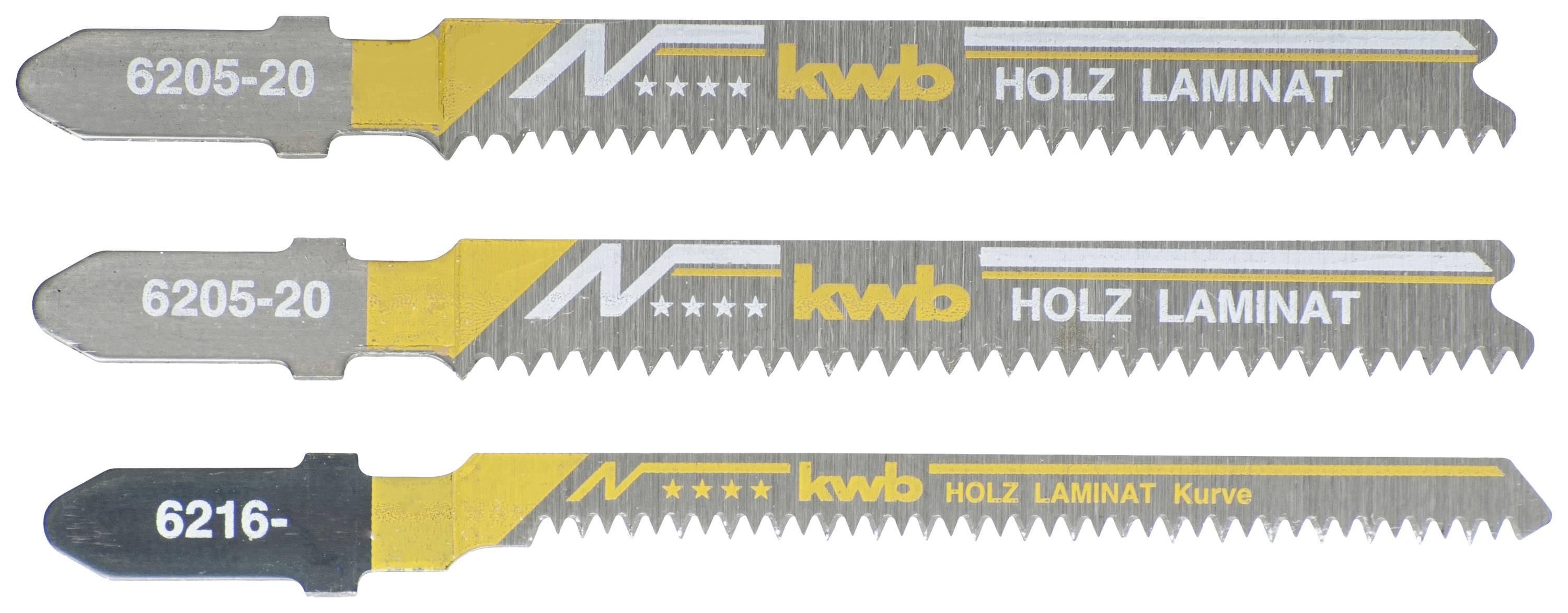 kwb 622320 Stichsägeblatt-Set, LAMINAT, Holzbearbeitung, Bi-Metall, 2 x fein, 1 x Kurve 3 St.