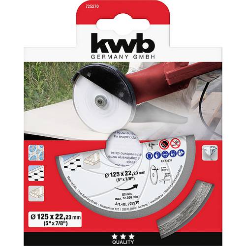 kwb 725270 Diamanttrennscheibe Durchmesser 125 mm Bohrungs-Ø 22.23 mm Fliesen, Keramik 1 St.