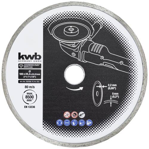 kwb 725750 Diamanttrennscheibe Durchmesser 180 mm Bohrungs-Ø 25.4 mm 1 St.