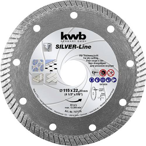 kwb 727170 Diamanttrennscheibe Durchmesser 115 mm Bohrungs-Ø 22.23 mm 1 St.