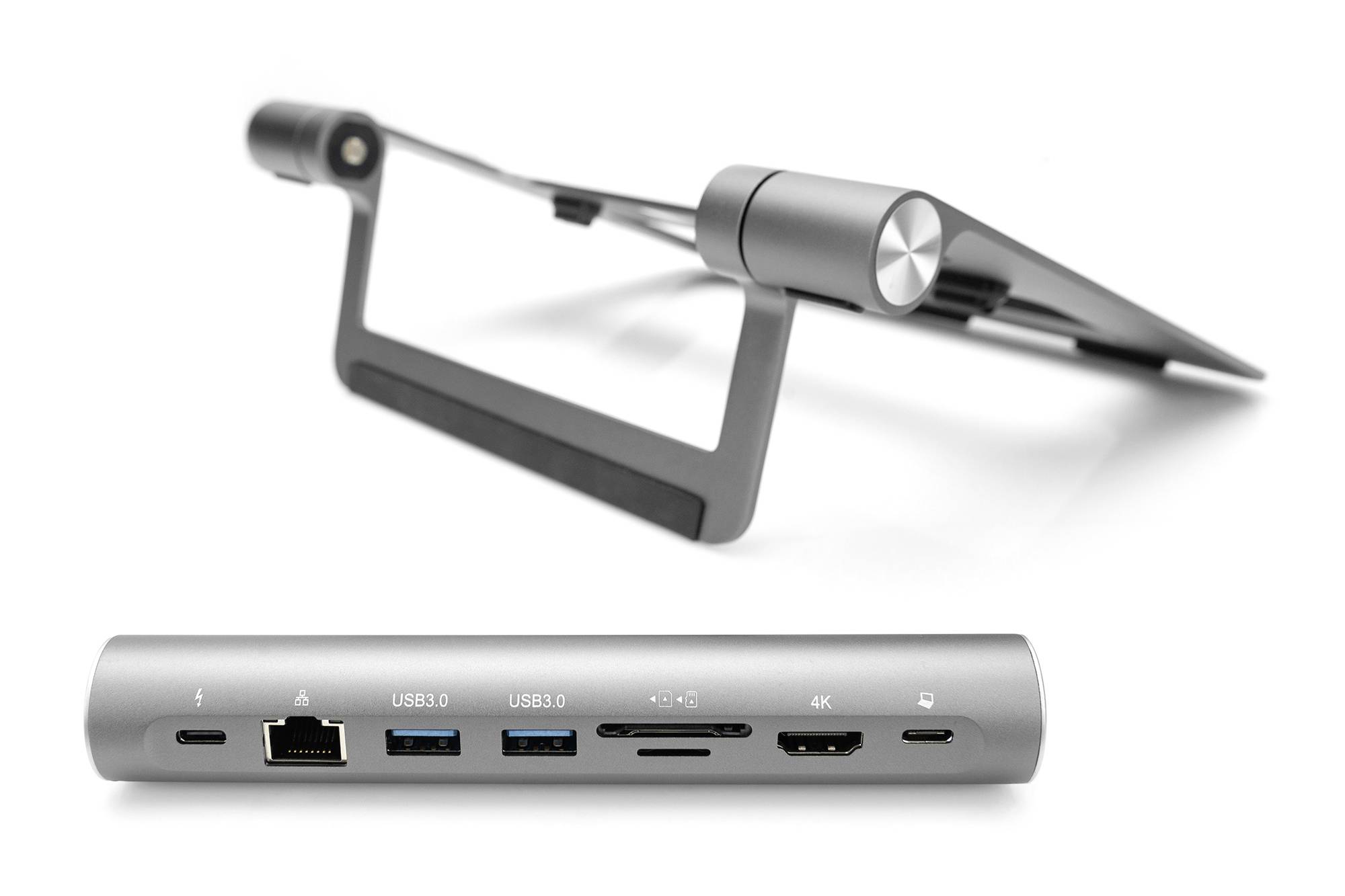 DIGITUS - Variabler Notebookständer mit 7-Port Pop-Out USB-C Docking Station-5