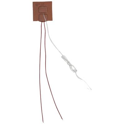 Ein rechteckiger Sensor mit zwei roten und einem weißen Kabel, die herausgeführt sind. Die Kabel sind teilweise gebündelt.