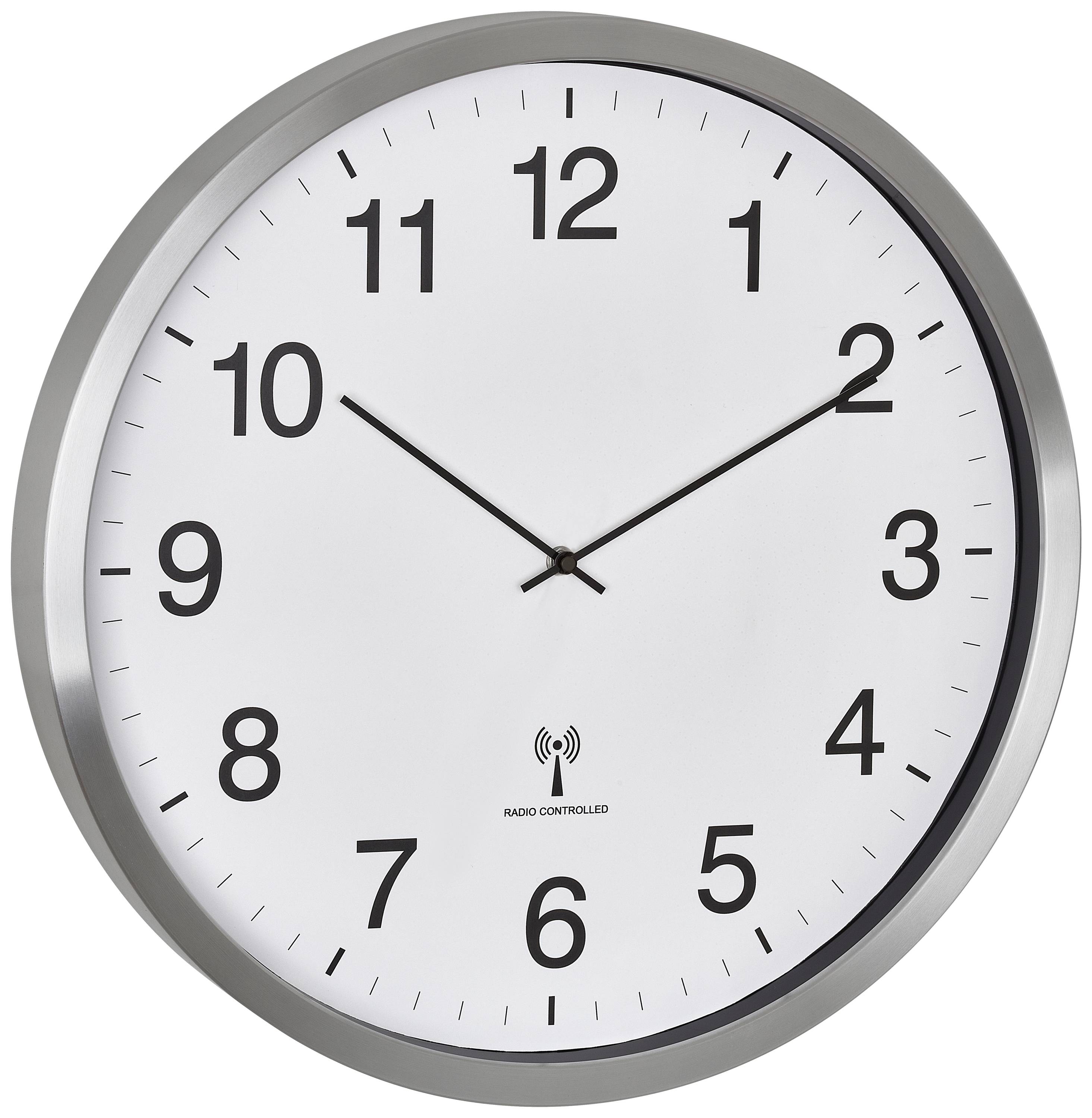 TFA Dostmann 60.3548.02 Funk Wanduhr 50.8 cm x 65 mm Weiß, Silber Großes Display