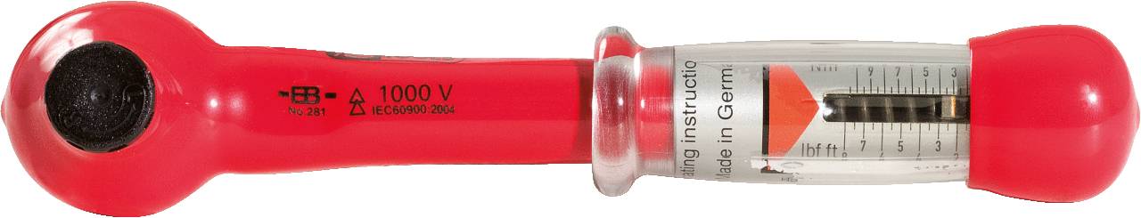 'VDE 1000 V' isolierter Spannungsprüfer mit rotem Plastikgriff. Skala zeigt Spannungswerte. Sicherheit für elektrische Arbeiten.