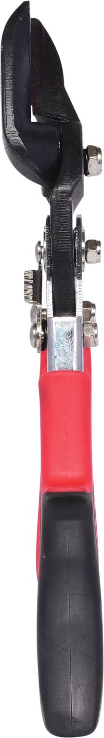 Handgriff mit Schraubmechanismus, möglicherweise Teil eines Werkzeugs, rot-schwarz, mit Metallelementen zur Verbindung.