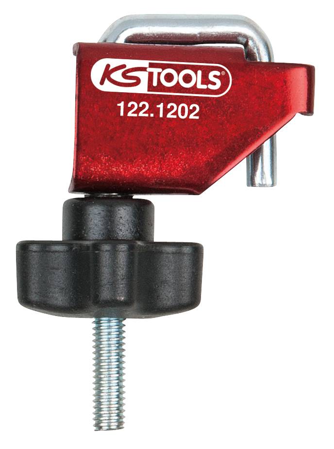 Rote KS Tools Rohrzange mit schwarzem Griff und Metallanschluss, geeignet für präzise Montagearbeiten.