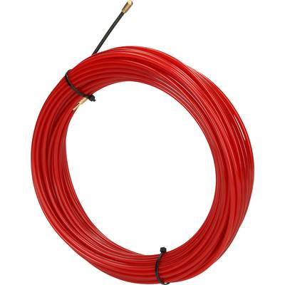 Rolle aus rotem Draht mit zwei schwarzen Kabelbindern gesichert, geeignet für Anwendungen im Bereich der Elektronik oder Installationen.