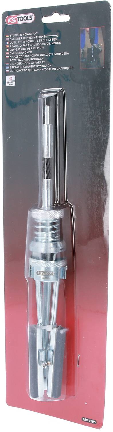 'Zylinder-Hone-Werkzeug von KS Tools in Originalverpackung, geeignet für das Honen von Zylinderwänden im Automobilbereich.'