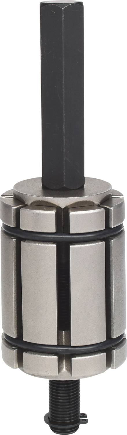 Ein verstellbarer Maschinenbauanschlag mit sechseckigem Schaft und zylindrischem Körper, aus Metall gefertigt.