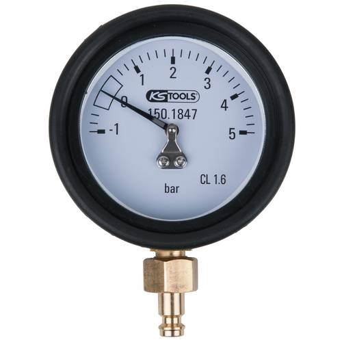 KS Tools 150.1847 Manometer 1,0 - 5,0 bar inkl. Anschlussnippel und Schutzkappe