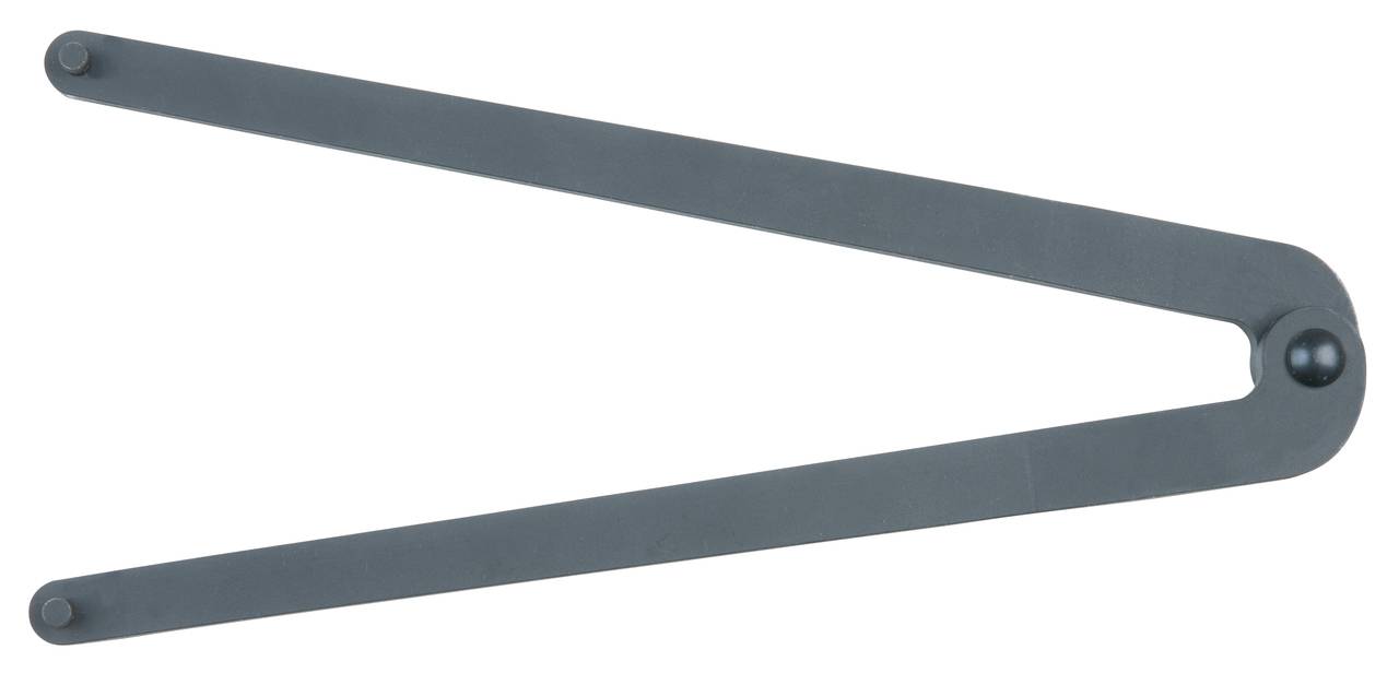 Ein dunkelgrauer Winkelmesser aus Metall mit zwei Armen, die sich an einem Scharnierpunkt bewegen lassen.