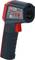 Ein rotes und graues Infrarot-Thermometer mit einem digitalen Display misst Temperaturen aus der Distanz.