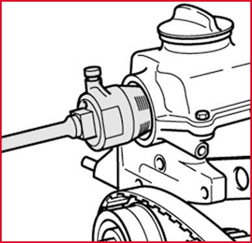 Zeichnung eines Maschinenteils, das einen Teil eines Getriebes oder Motors mit einem Verbindungselement zeigt.