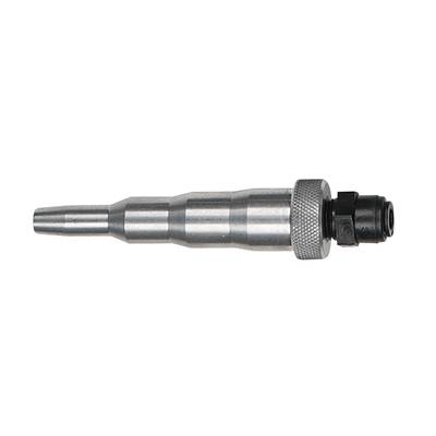 Ein metallisches Bauteil, bestehend aus mehreren zylindrischen Stufen mit einem konischen Ende und einer verschraubten Verbindung.