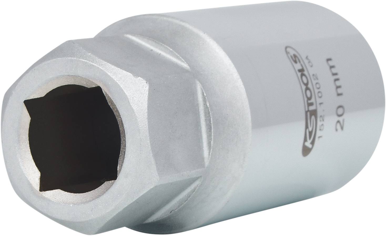 Stecknuss mit 20 mm Größe von KS Tools, aus Metall, sechseckiger Innenraum, dient zum Anziehen oder Lösen von Schrauben.