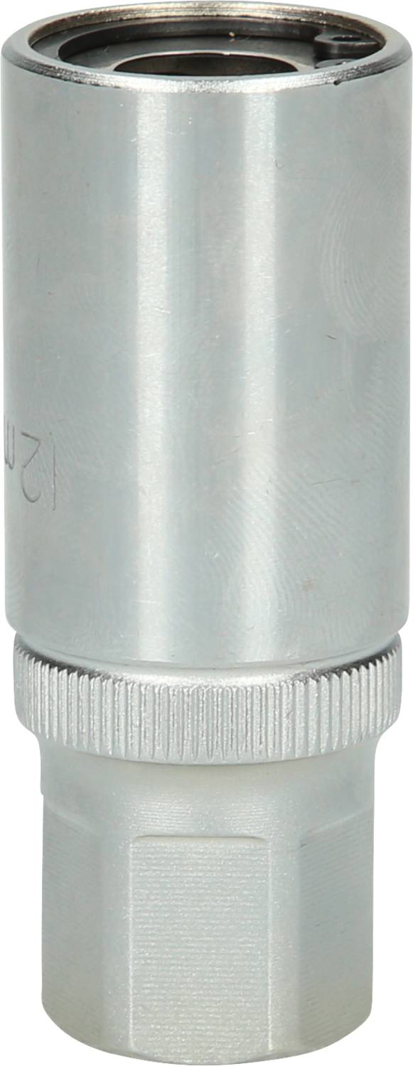 Metallschraubenschlüssel mit zylindrischer Form und geriffeltem Griff. Geeignet für die Anwendung auf Muttern oder Schrauben.