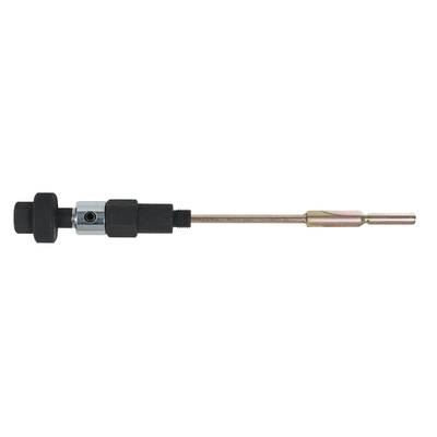 Metallstab mit Gewinde und einem zylindrischen Griffstück. Wird für technische Reparaturen oder spezifische Maschinenverbindungen verwendet.
